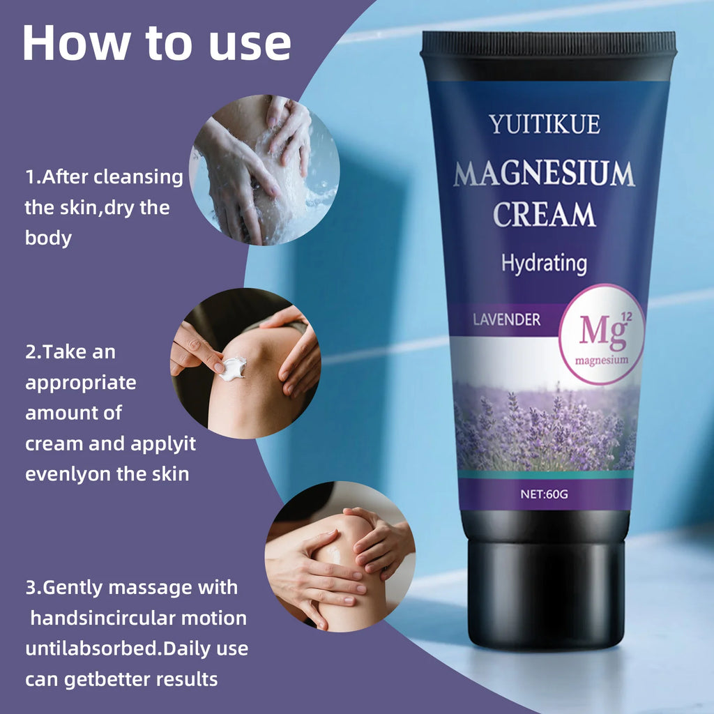 Magnesium Cream Lavender | Joint Care (Waist/Knee/Neck) | Hydrating | Easy Absorb Non-Greasy | Daily Body Care Cream 60g
