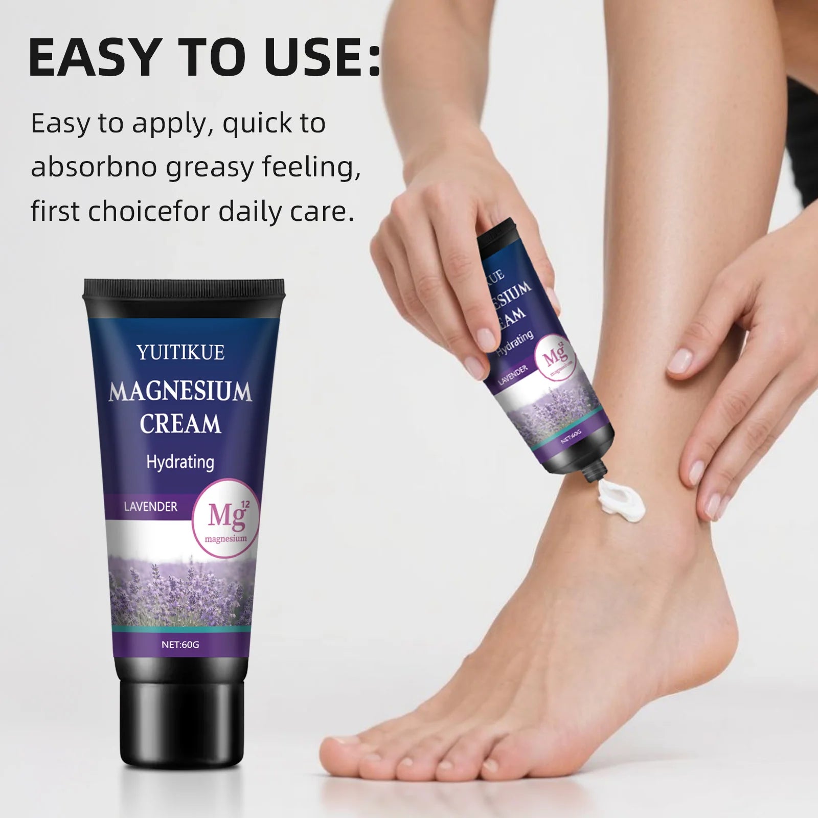 Magnesium Cream Lavender | Joint Care (Waist/Knee/Neck) | Hydrating | Easy Absorb Non-Greasy | Daily Body Care Cream 60g