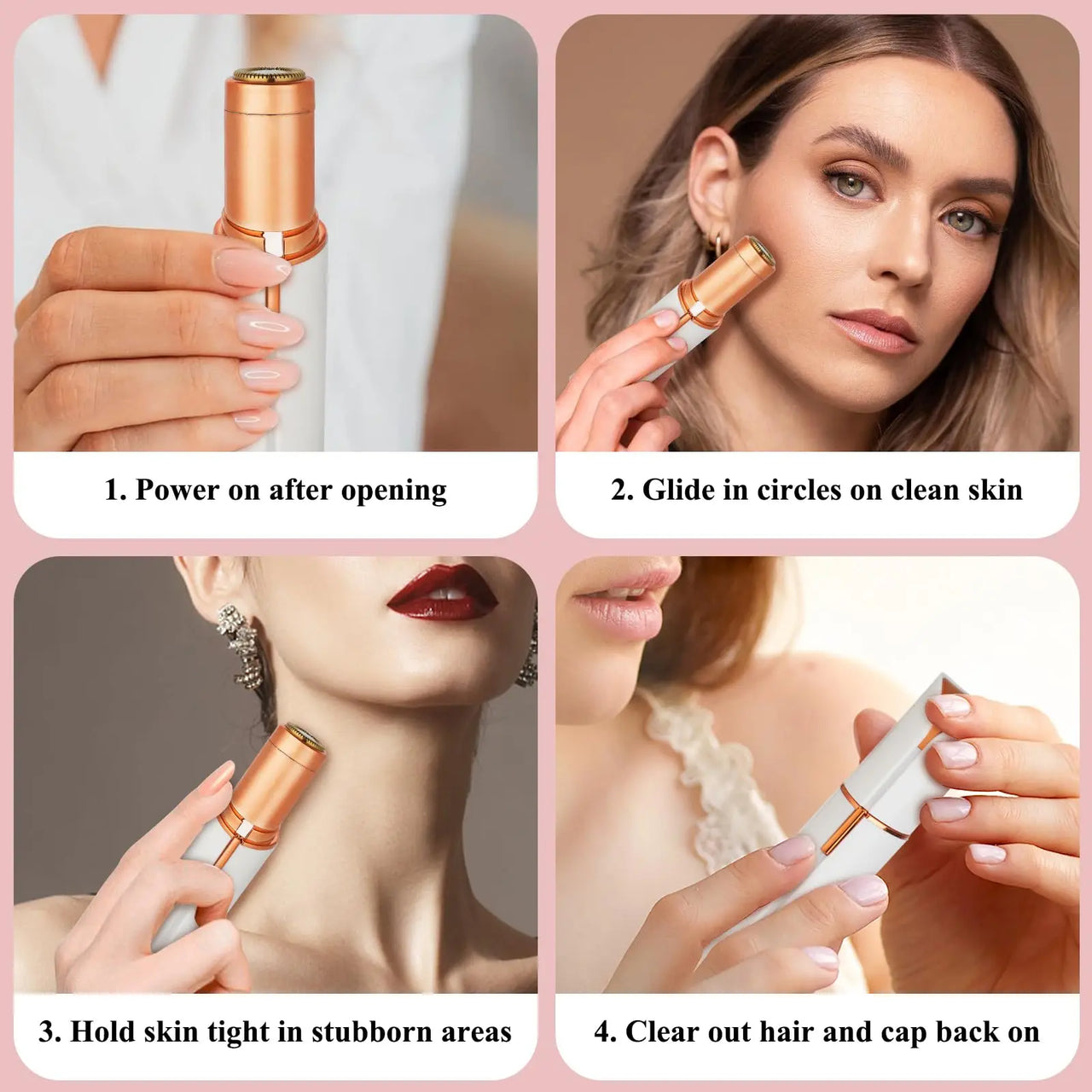 Finishing Touch Hair Remover Electric Razor for Women with LED Light Instant and Painless Portable Lipstick Hair Removal Tools
