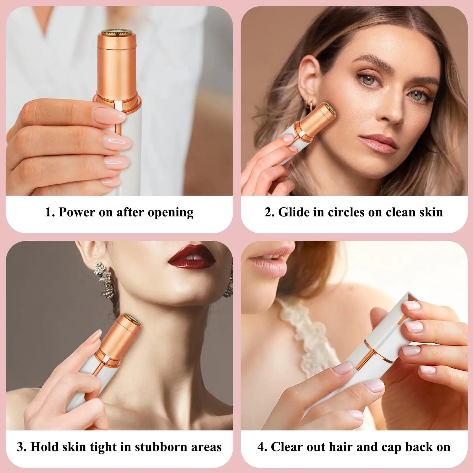 Finishing Touch Hair Remover Electric Razor for Women with LED Light Instant and Painless Portable Lipstick Hair Removal Tools